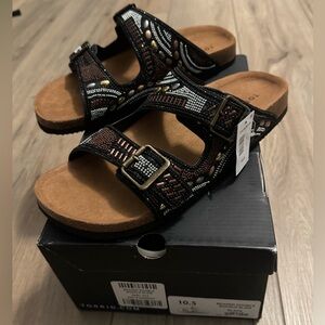 NEW Torrid wide width black beaded sandals size 10.5ww